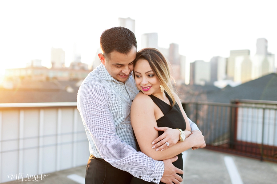 Dallas skyline rooftop engagement session by Dallas wedding photographer Cristy Angulo | View more: www.cristyangulo.com
